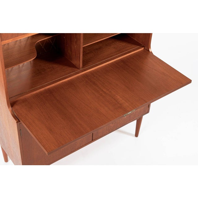 Brown Mid-Century Danish Modern Teak Secretary Desk Cabinet 1960s For Sale - Image 8 of 18