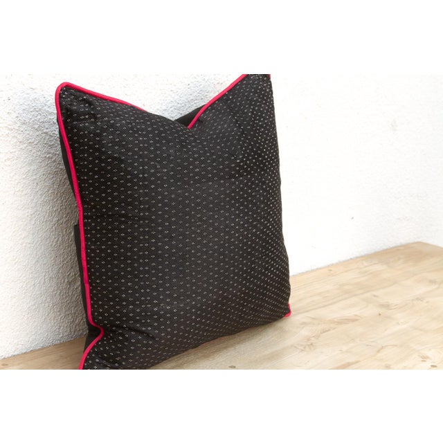 Traditional Rasa Black Dotted Ahir Handloom Pillow For Sale - Image 3 of 6