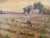 Wood 1940s Pastoral Landscape Canvas Art by Ira Deen Original on Board Farm Crow/Raven Oil Folk Painting Drawing Crow For Sale - Image 7 of 12