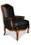 Louis XV French Black Leather Bergere Armchair with Brass Stud Detailing For Sale - Image 6 of 6