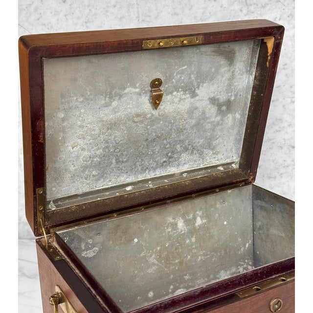 Antique English Benson & Hedges Mahogany Metal Lined Cigar Tobacco Humidor Box For Sale - Image 11 of 15