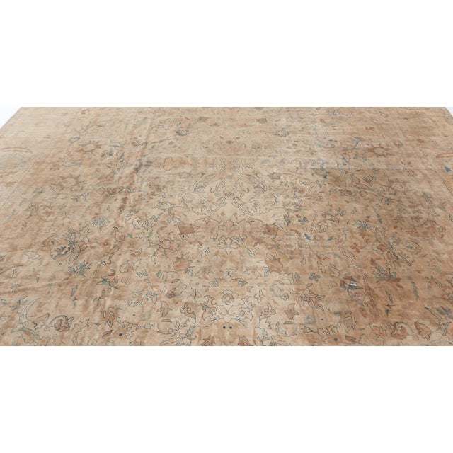 Authentic Indian Botanic Handmade Wool Rug For Sale - Image 4 of 6