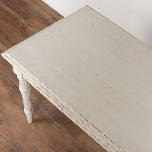 19th Century Swedish White Gustavian Three Drawer Side Table or Desk For Sale - Image 4 of 16