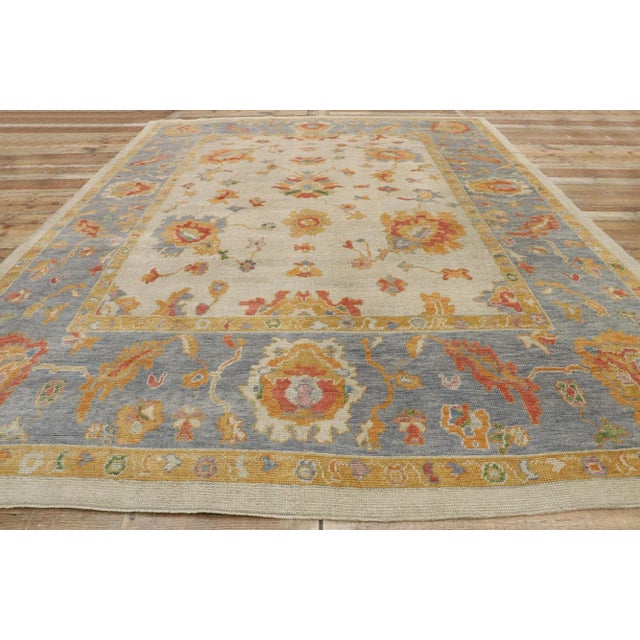 Textile Colorful Oushak Turkish Rug - 09'03 X 12'03 For Sale - Image 7 of 10