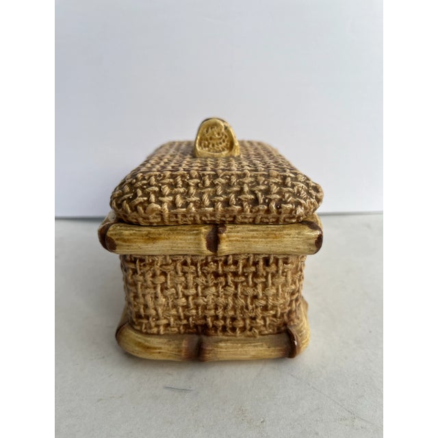 Mid 20th Century Faux Bamboo Ceramic Box For Sale - Image 5 of 10
