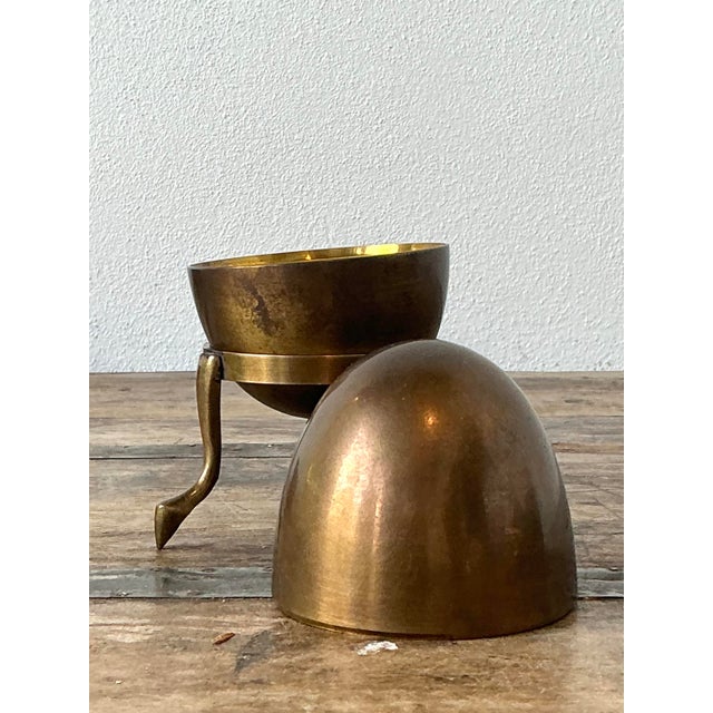 Mid-Century Modern Vintage Brass Egg on Stand For Sale - Image 3 of 12