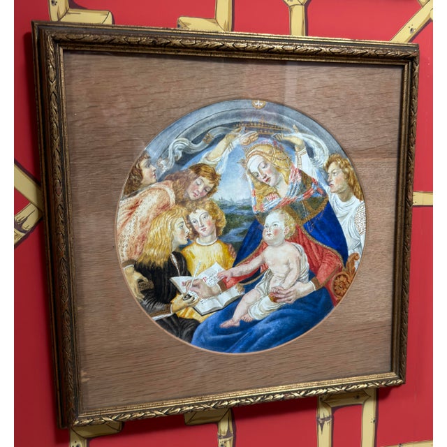 Watercolor Painting of Sandro Botticelli - Madonna Del Magnificat For Sale - Image 4 of 5