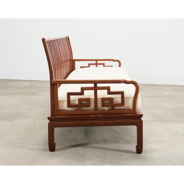 Brown Pair of Michael Taylor Style Ming Inspired Hardwood Sofas For Sale - Image 8 of 18