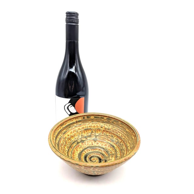 Vintage Glazed Stoneware Artist Signed Bowl For Sale In Miami - Image 6 of 10