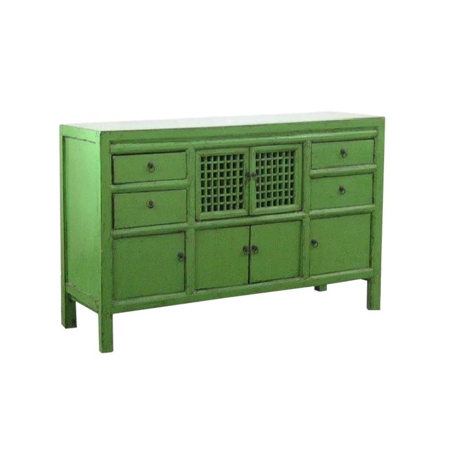 19th Century Chinese Green Lacquer Country-Style Sideboard For Sale
