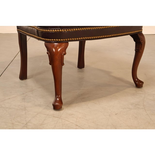 Hancock & Moore Pair of Tufted Leather and Mahogany Armchairs For Sale - Image 9 of 18