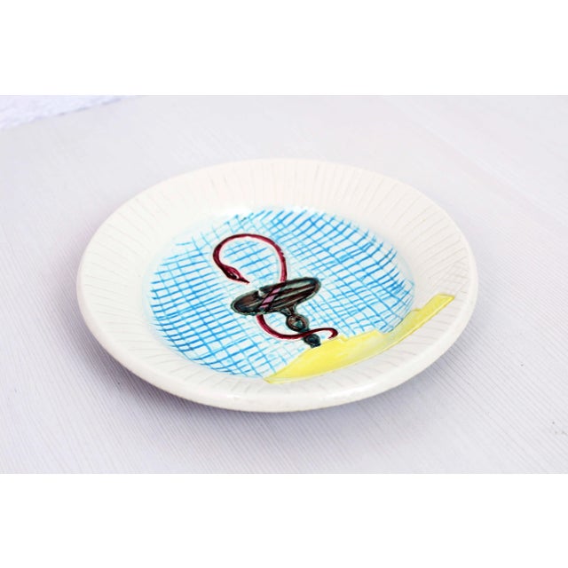 Blue French Ceramic Hygeia Plate by R. Poiros, 1960s For Sale - Image 8 of 10