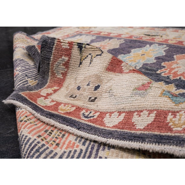 Modern Turkish Oushak Rug Multicolor Handwoven Tribal Design Rug 5'7" X 7'10" For Sale - Image 3 of 9
