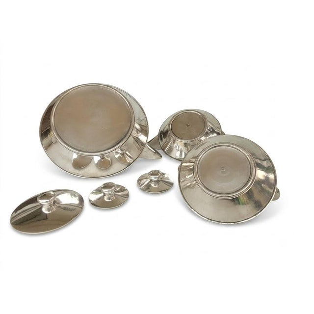 Art Deco Vintage Art Deco Modernist Silver Plate Tea Set – Bauhaus Influence – 3 Piece For Sale - Image 3 of 8