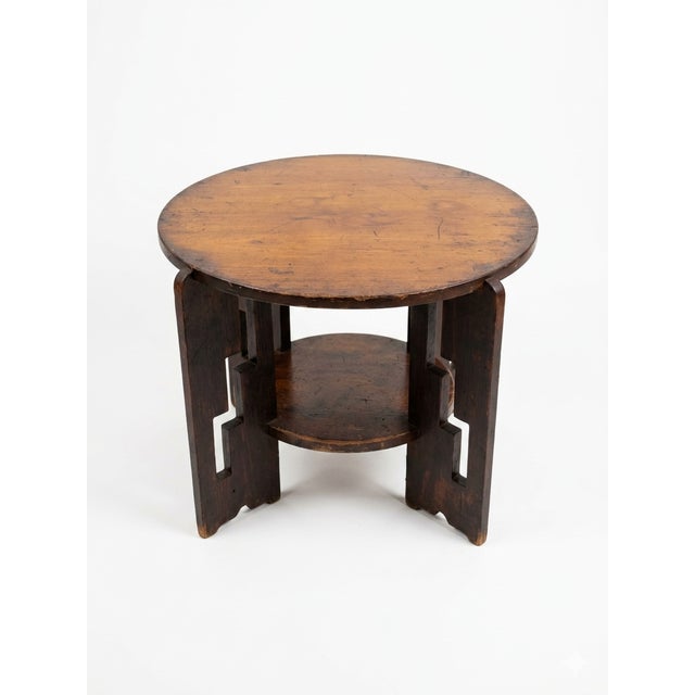 Rare 1930's American Solid Pine / Poplar Art Deco Geometric Cutout Depression Era Occasional Table For Sale - Image 4 of 4