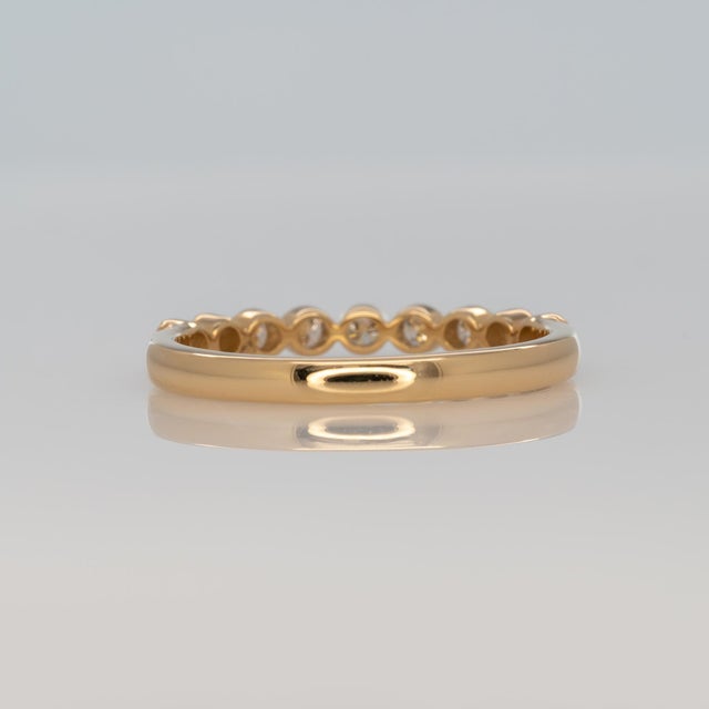 Gold Diamond Band With Milgrain Detailing: Solid 14k Gold – Round Minimalist Jewelry, Size 6.75 For Sale - Image 8 of 9