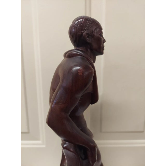 Buster Crabbe Vintage Hand Carved Rosewood Sculpture For Sale In Boston - Image 6 of 12