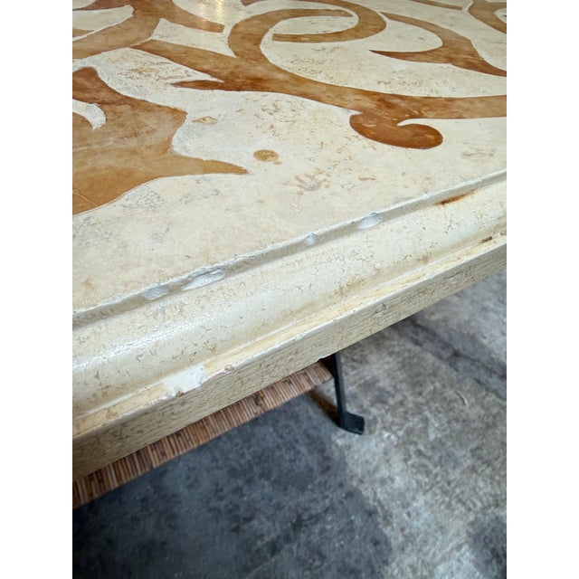 White Marble + Wrought Iron Dining Table, Indoor/Outdoor For Sale - Image 8 of 12