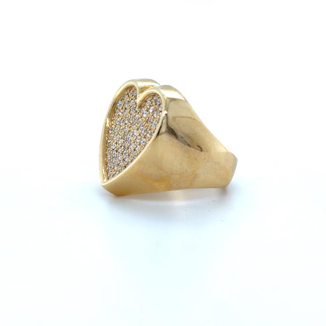 Diamond Pave Heart Ring 18k Yellow Gold, Size 5 For Sale - Image 4 of 6