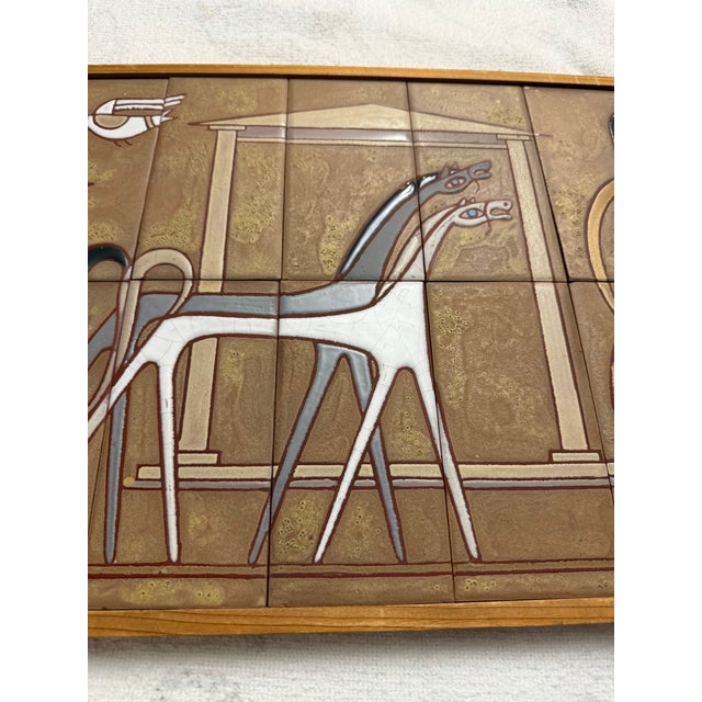Multi-Tile Ceramic Mural Titled "Composition With Warriors" (Or "Classical Age Warriors") by the Renowned Greek Ceramist Panos Valsamakis (1900–1986). For Sale In Tampa - Image 6 of 12