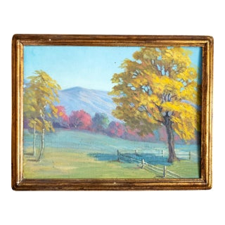 Early 20th Century American Impressionist Vibrant Pastel Colored Landscape Painting For Sale