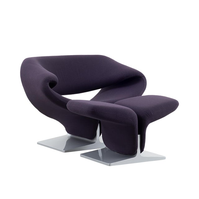 Set of Ribbon Lounge Chair and Ottoman in Purple Fabric by Pierre Paulin for Artifort, 2000s For Sale - Image 11 of 11