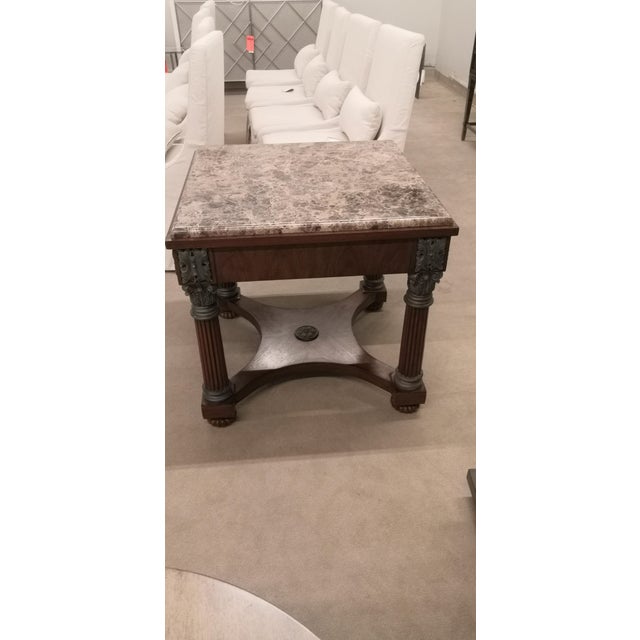 Empire Drexel Heritage Marble Top Solid Wood Square Side ...