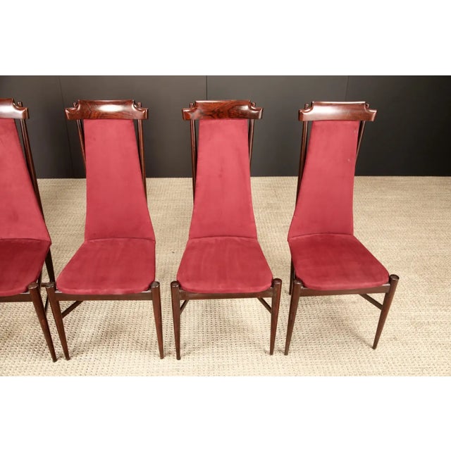 1950s Sergio Rodrigues Set of 6 Brazilian Modern Dining Chairs in Rosewood, 1950s For Sale - Image 5 of 18