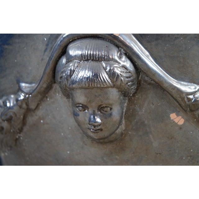 Ceramic Late 20th Century Italian Neoclassical Figural Acanthus Silver Terracotta Garden Planter 26" For Sale - Image 7 of 13