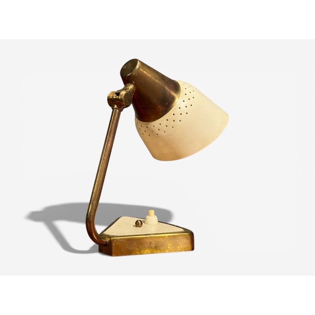 Oba, Swedish Modern, Desk Lamp, Brass, Metal,Sweden, 1950s For Sale - Image 4 of 9