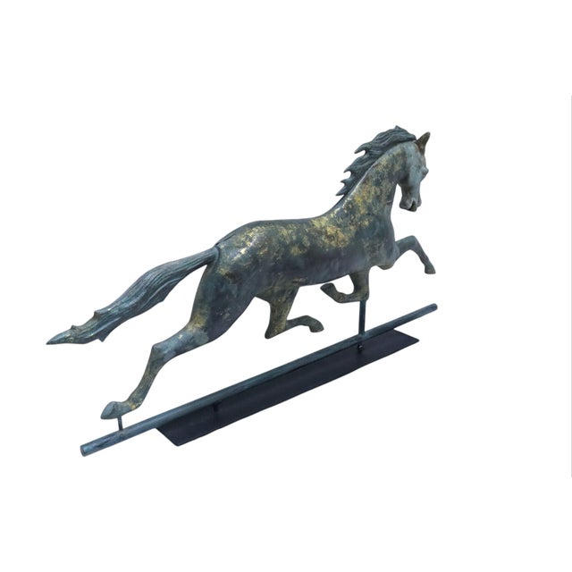 Antique American Large Gilt Copper Horse Weathervane For Sale - Image 9 of 13