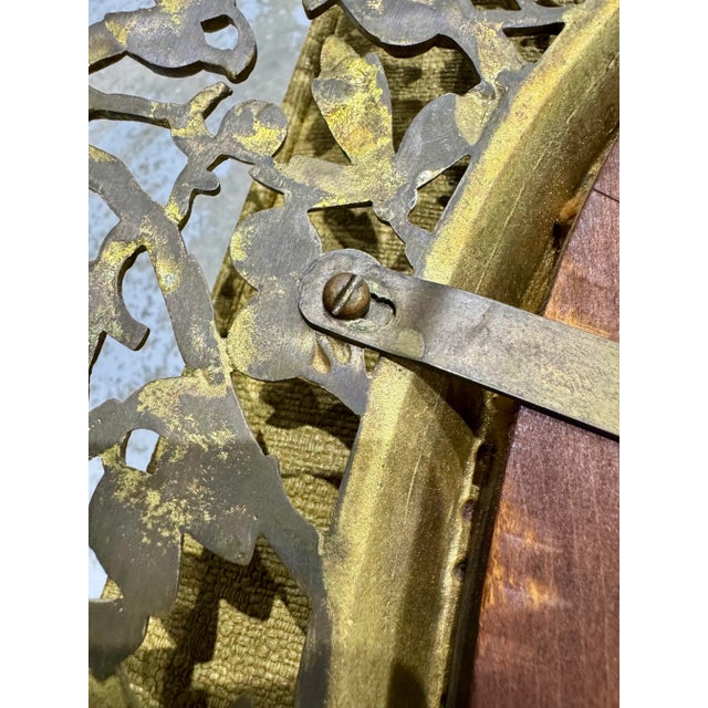 Superb 27” Pierced Bronze Beveled Sunburst Style Antique Victorian Wall Mirror For Sale - Image 12 of 12