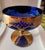 1980s Murano Attributed Venetian Glass Compote in Cobalt Blue and Gold For Sale - Image 9 of 12