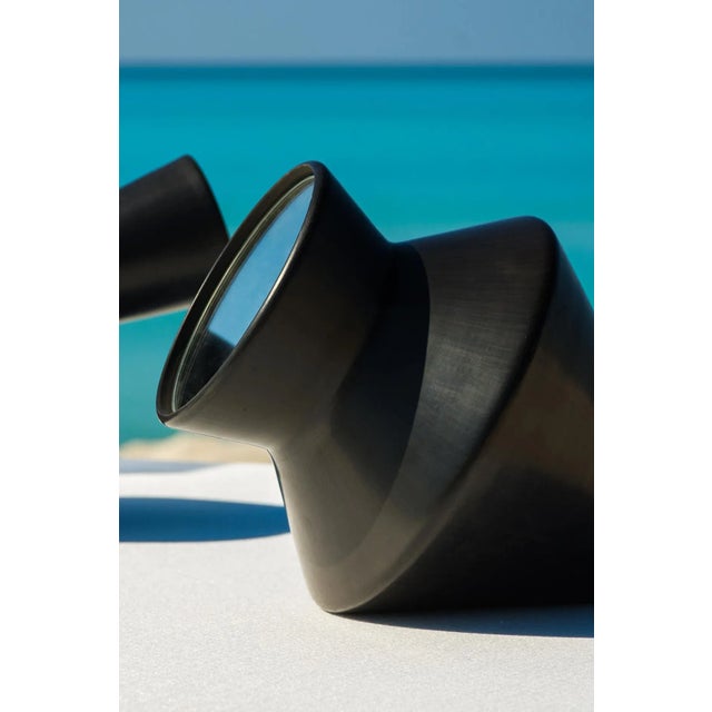 Contemporary Black 30 Decorative Object and Table Mirror in Bucchero by Studio Lievito + Maddalena Vantaggi For Sale - Image 3 of 6