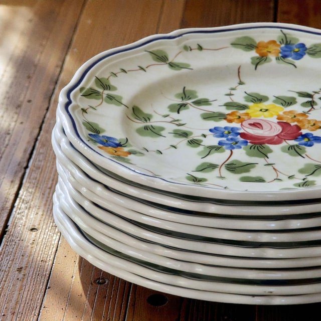 1950s Vintage French Dessert Plates from Longchamp, 1950, Set of 9 For Sale - Image 5 of 8