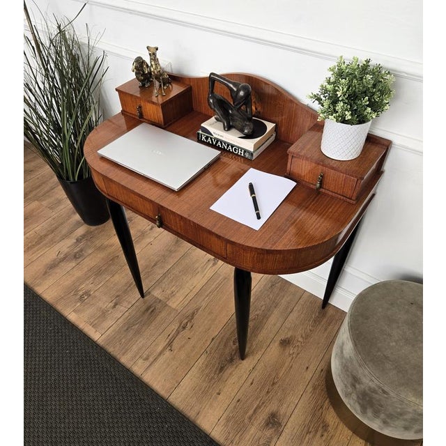 Vintage Italian Walnut and Burl Wood Writing Desk, 1940s For Sale - Image 3 of 11