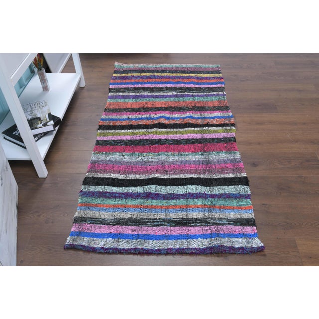 Vintage Turkish Hand-Knotted vintage rug is a semi-antique vintage kilim runner rug.'70s Eastern region of Turkey's unique...