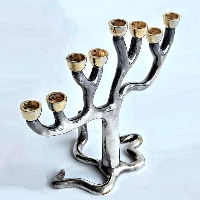 Rosenthal 1980s "Tree of Life" Menorah by Sandra Kravitz for Rosenthal For Sale - Image 4 of 11