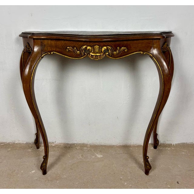 1930s French Louis XV Style Walnut Console Table, 1930s For Sale - Image 5 of 13