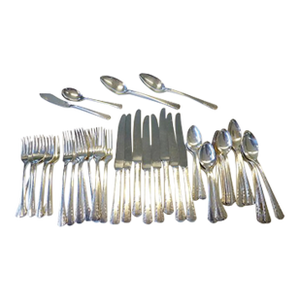 Mid 20th Century Mid Century Modern 51 Piece Del Mar 1881 Rogers Oneida Silverplate Flatware Set 8 of the Sea
