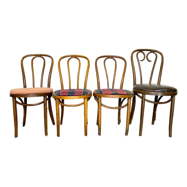 Vintage Thonet Style Bentwood Dining or Occasional Chairs - Set of 4 For Sale