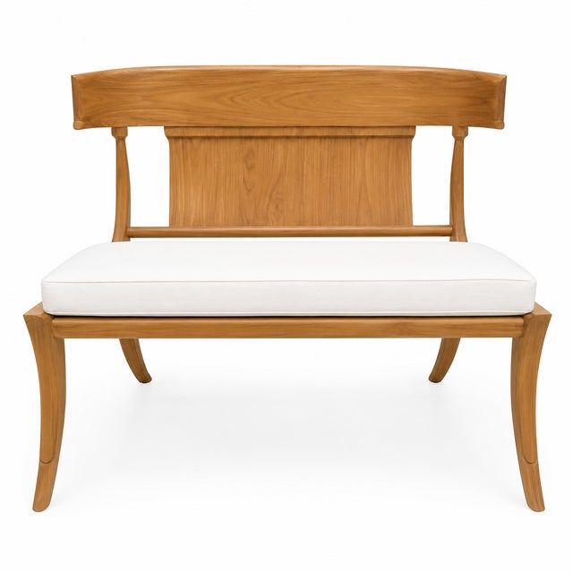 Modern Modern Klismos Teak Patio Bench For Sale - Image 3 of 3