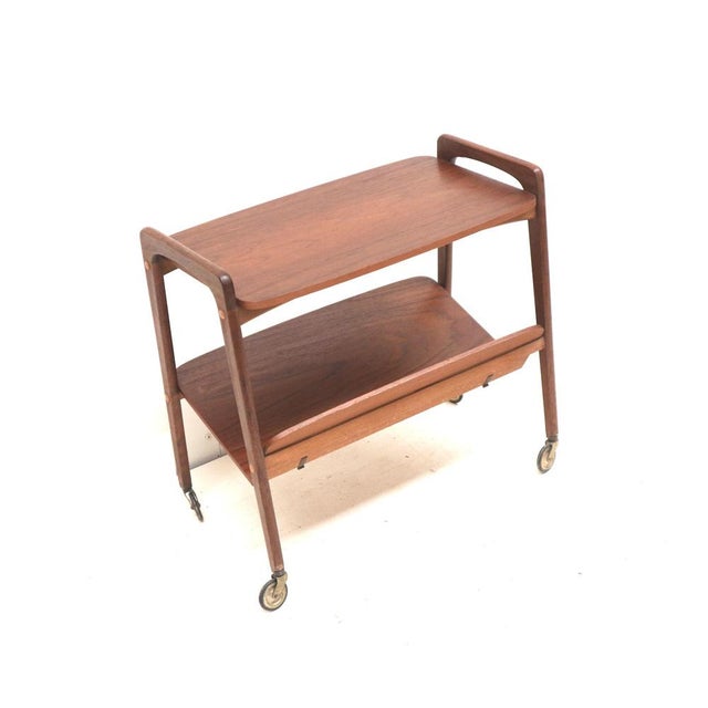 Vintage Teak Serving Trolley with Magazine Rack from Opal, 1960s For Sale - Image 6 of 6
