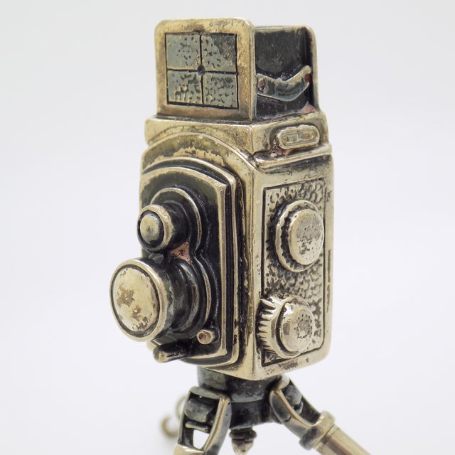 Vintage Italian Handmade Silver Tripod Camera Long Figurine, 1960s For Sale - Image 3 of 10