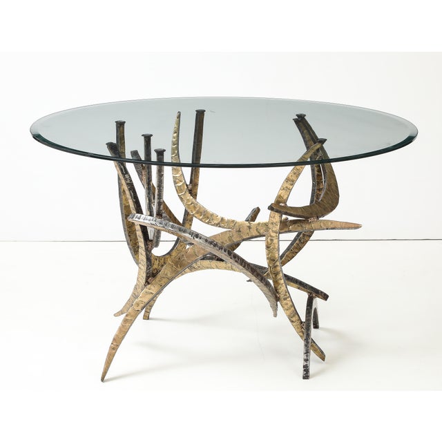 1970s Silas Seandel Cut Steel and Bronze "Ortega" Dining Table For Sale - Image 5 of 18