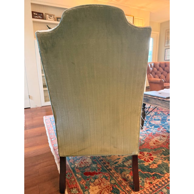 Queen Anne 1980s Woodmark Originals Queen Anne Style Crewelwork Wing Chair Mary Webb Wood For Sale - Image 3 of 5