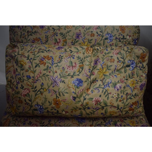 Yellow Pair X Billy Baldwin Style Petite Fleur Glazed Chintz Slipper Chairs For Sale - Image 8 of 17