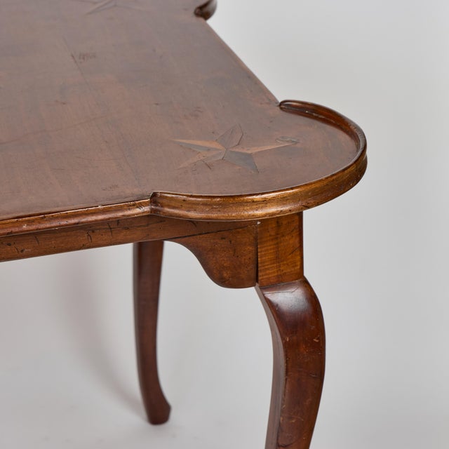 Vintage Queen Anne Game Table With Inlay Star Corner Accents, Italy For Sale - Image 9 of 12