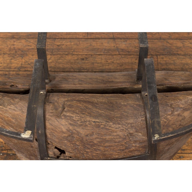 Tan Antique Rustic Wooden Coffee Table Base For Sale - Image 8 of 12
