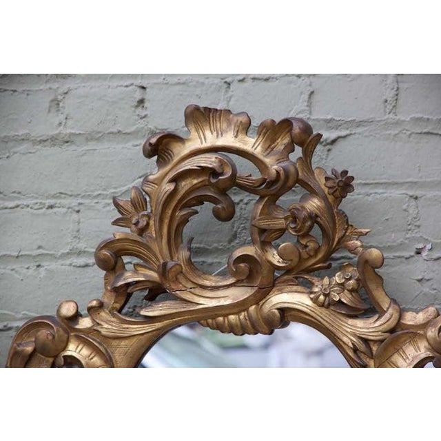 19th Century Italian Rococo Giltwood Mirror With Acanthus Design For Sale - Image 4 of 7